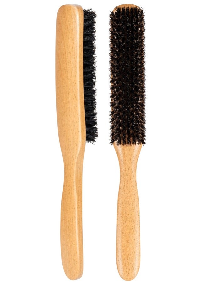 STYLEMATE Slick Back Hair Brush for Women Men Kid, Natural Soft Boar Bristle Hair Brush for Thin & Fine Hair, Smoothing Hairbrush for Polishing, Deepening & Styling - Image 1